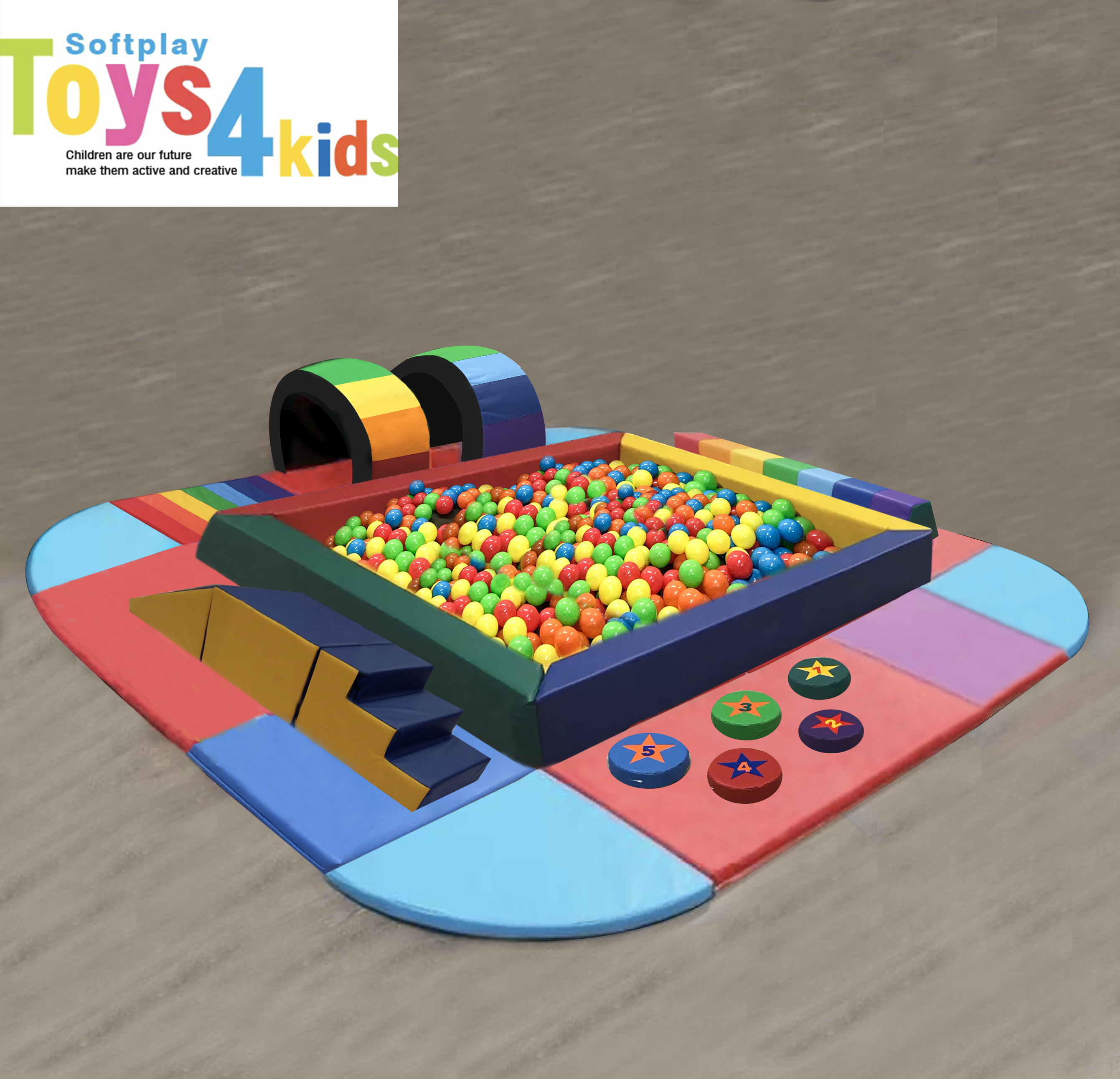 Indoor Outdoor Soft Play Equipment Set With Large Kids Ball Pit And