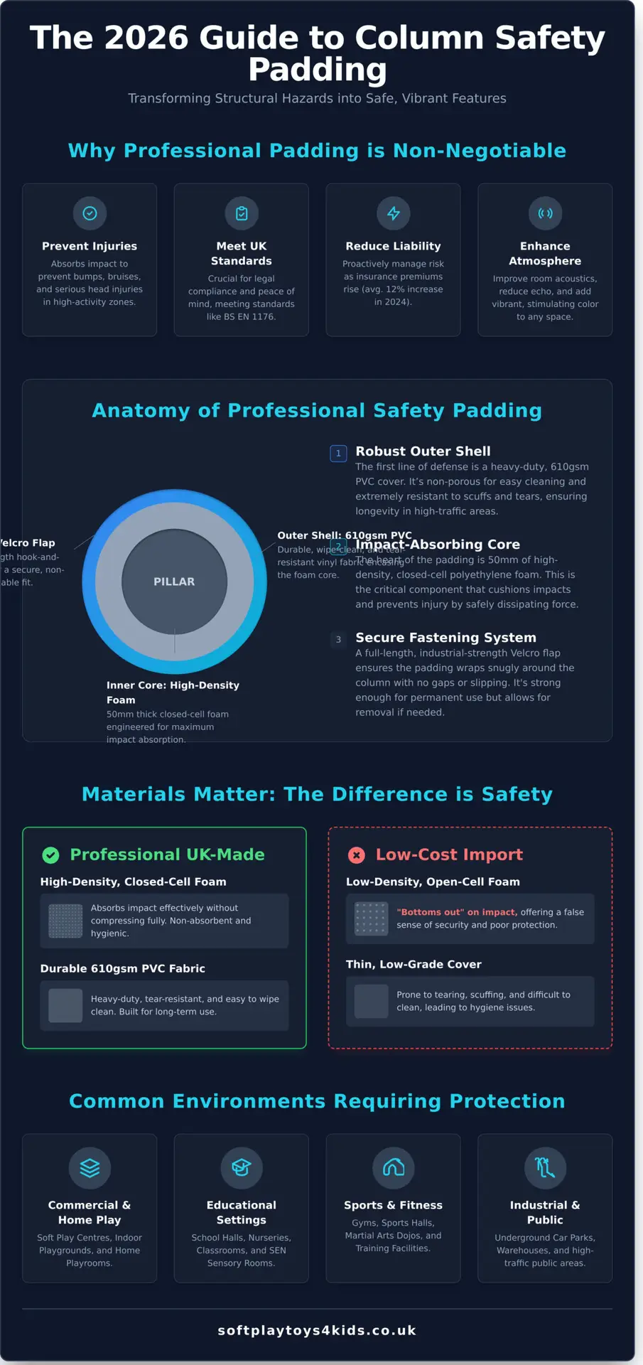 Column Padding: The Ultimate Safety Guide for Play Areas & Schools (2026) - Infographic